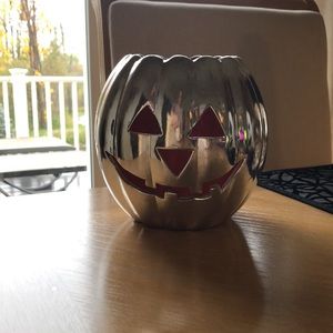SILVER JACK O LANTERN CANDLEHOLDER